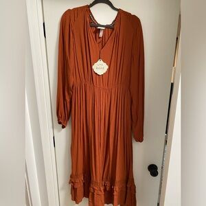 NWT Never Worn Knox Rose rust orange midi dress